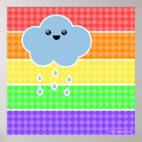 Mega Kawaii Happy Cloud Rainbow Poster