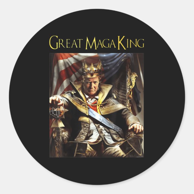 Mega King USA Flag Proud Ultra Maga Trump   Classic Round Sticker (Front)