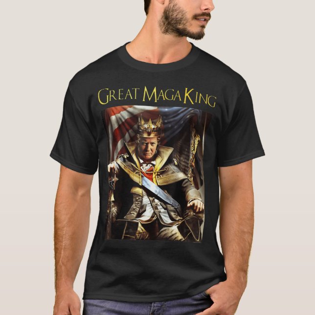 Mega King USA Flag Proud Ultra Maga Trump   T-Shirt (Front)