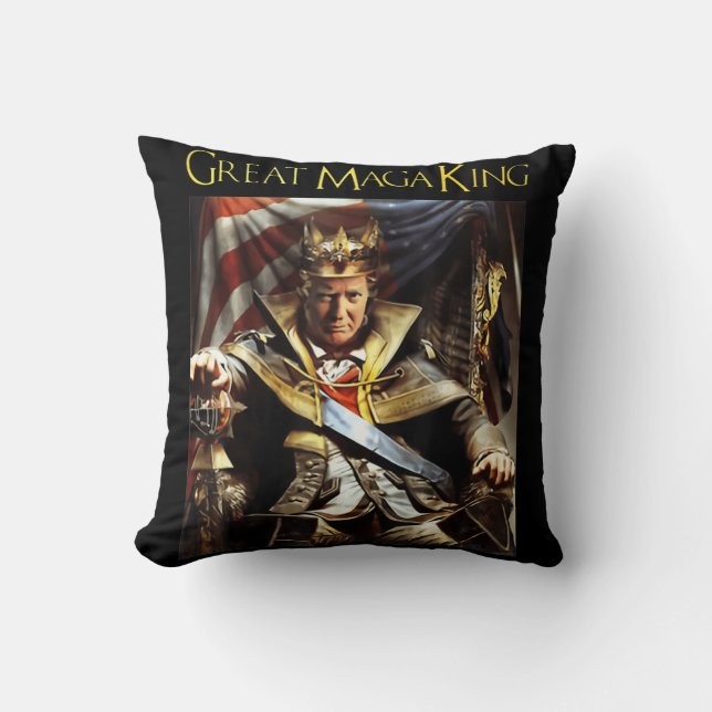 Mega King USA Flag Proud Ultra Maga Trump   Throw Pillow (Front)