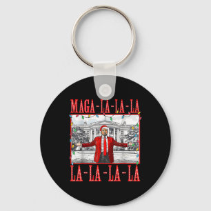 Mega La La La Christmas Santa Funny Trump Xmas Paj Keychain