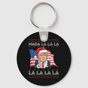 Mega La La La Donald Trump Potus 47 Ugly Christmas Keychain