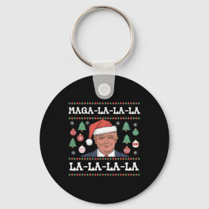 Mega La La La Donald Trump Potus 47 Ugly Christmas Keychain