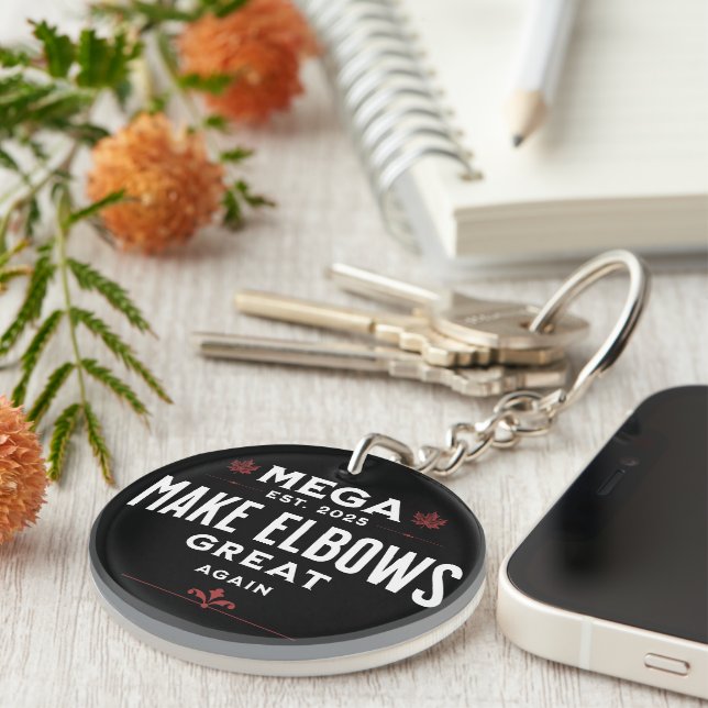 MEGA Make Elbows GREAT Again Canada Elbows UP! Keychain (Front Right)