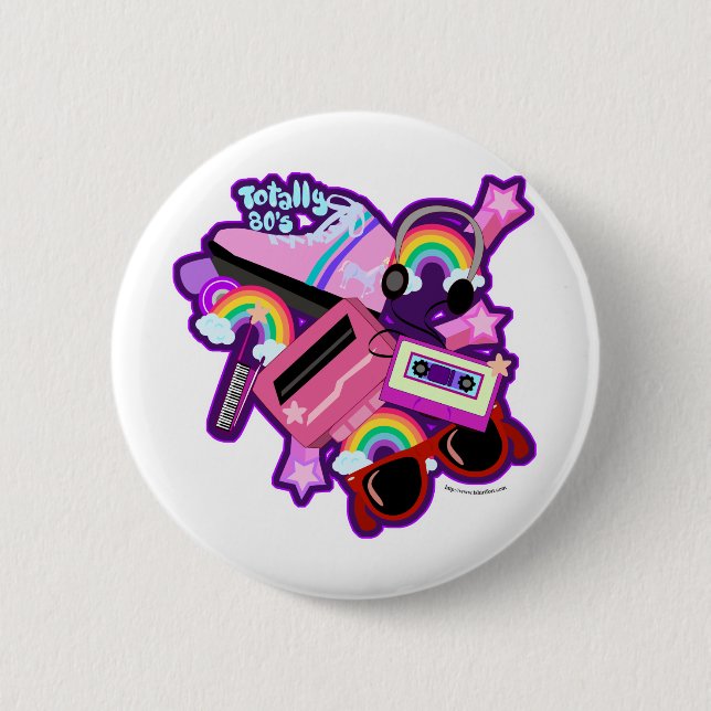 Mega Neon 80s Design 2 Inch Round Button (Front)