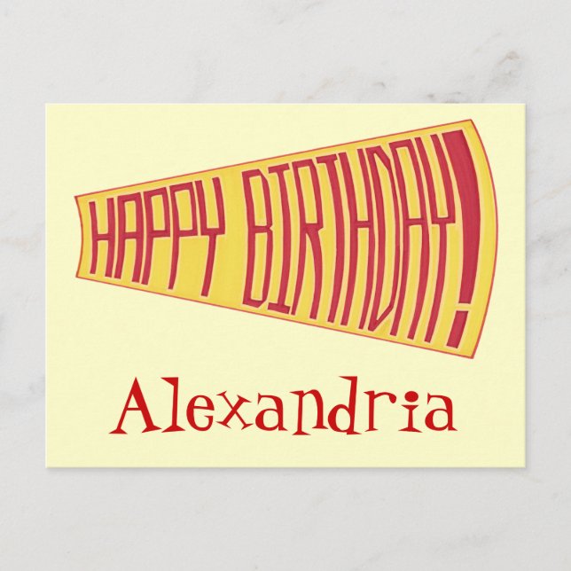 Mega Phone Happy Birthday Personalized Postcards (Front)