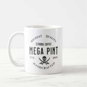 Mega Pint Strong Pirate Coffee Skull and Swords Mug