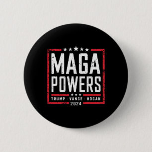 Mega Powers Trump Vance Hogan 2024 Patriotic Funny 2 Inch Round Button