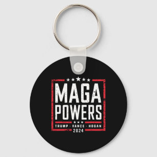 Mega Powers Trump Vance Hogan 2024 Patriotic Funny Keychain