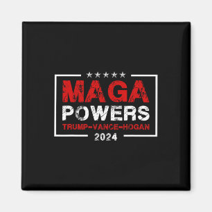 Mega Powers Trump Vance Hogan 2024 Patriotic Funny Magnet