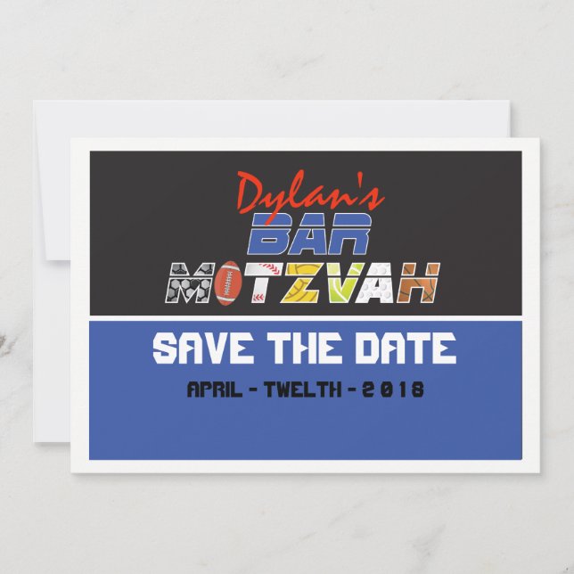 MEGA SPORTS Bar Bat Mitzvah Save the Date (Front)