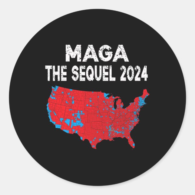 Mega The Sequel President Trump 2024 Electoral Map Classic Round Sticker (Front)
