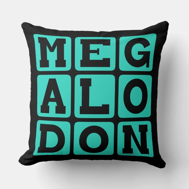 Megalodon, Extinct Species of Shark Throw Pillow (Front)