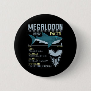 Megalodon Facts Meg Prehistoric Shark Tooth Fossil 2 Inch Round Button