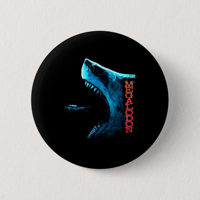 Megalodon Primeval Shark Dorsal Fin Teeth Ocean Pr 2 Inch Round Button (Front)