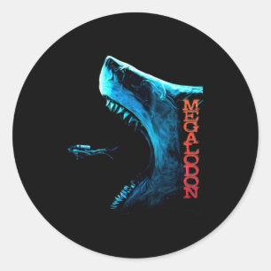 Megalodon Primeval Shark Dorsal Fin Teeth Ocean Pr Classic Round Sticker