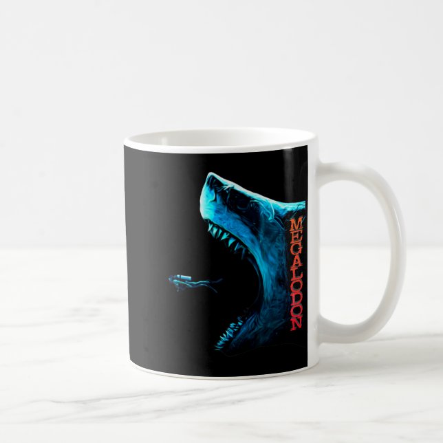 Megalodon Primeval Shark Dorsal Fin Teeth Ocean Pr Coffee Mug (Right)