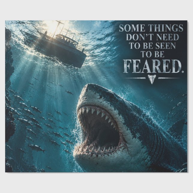 Megalodon Shark Attack Wrapping Paper (Flat)