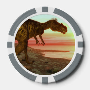 Megalosaurus dinosaur walking toward the ocean poker chips