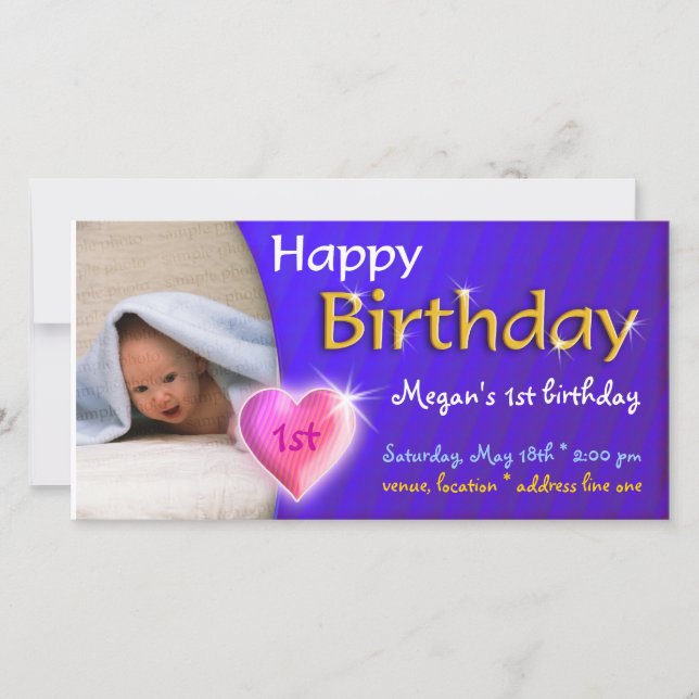 Megan Adorable Belle Invitation Photo Anniversaire (Devant)