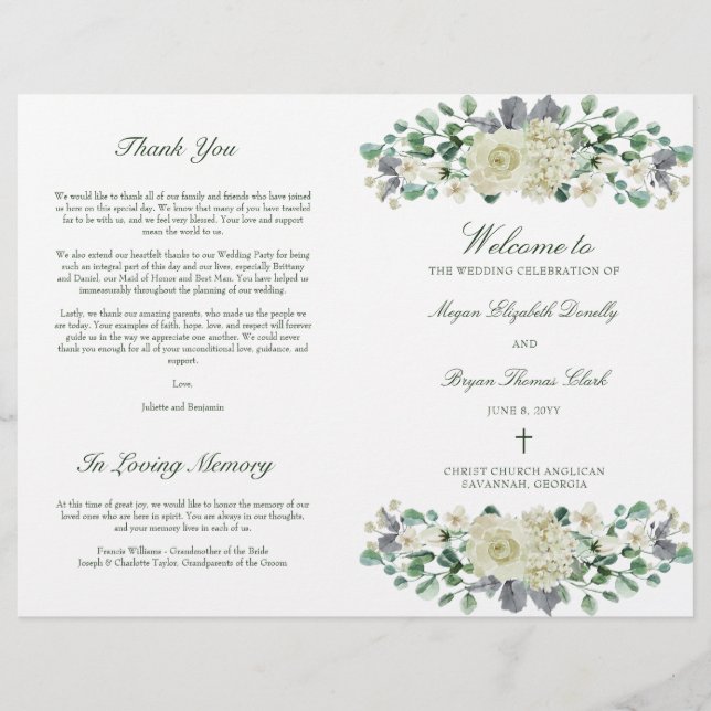 Megan Christian Wedding Ceremony Program (Front)