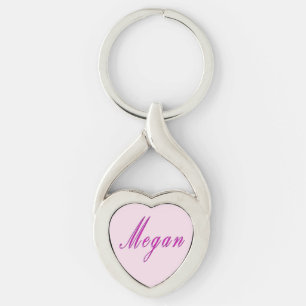 'Megan" Elegant Pink Girls Name, Keychain