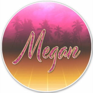 Megan First Name Golden pink sticker sticker