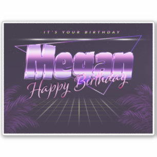 Megan Name Vorname lila retro Sticker Geburtstag