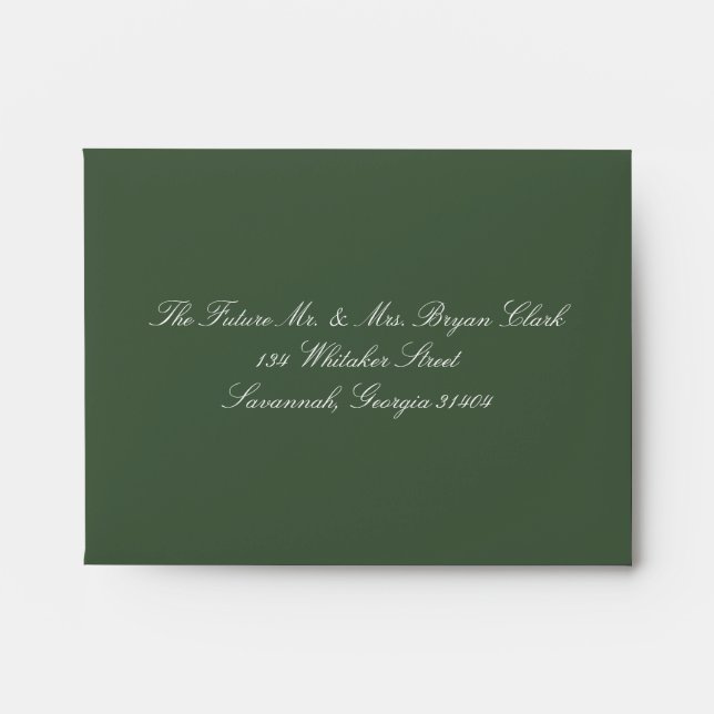 Megan Simple Green Return Address Wedding RSVP Envelope (Front)