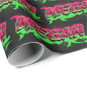 Megan Vorname Name Graffiti red green Wrapping Paper