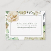 Megan White Roses Greenery Wedding Website RSVP