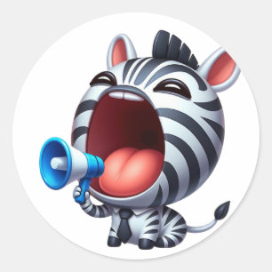 MegaPhone Cute Zebra Classic Round Sticker