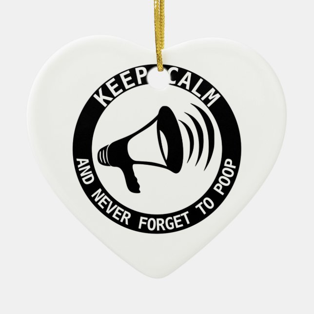 Megaphone: Keep Calm And Never Forget Ceramic Ornament (Front)