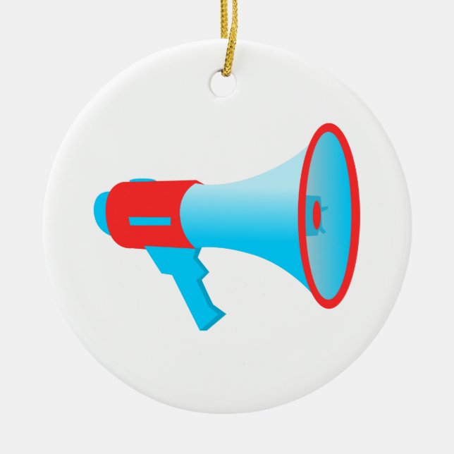 Megaphone Red and Blue Ceramic Ornament (Front)