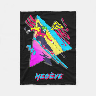 Megeve retro style skiing design with abstract fleece blanket