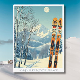 Megève station de ski France carte postale rétro