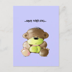 Megg: A cute teddy bear - sad, postcard