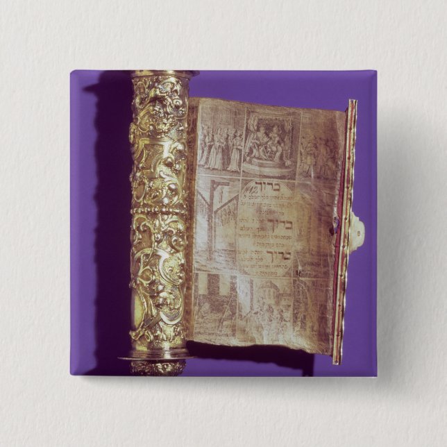 Megillah  in a silver case, Vienna, c.1715 2 Inch Square Button (Front)