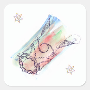 Megillah Scroll Case Purim Square Sticker