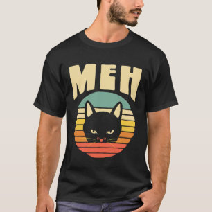 Meh   Annoyed Cat Sunset Retro Vintage Eighties T-Shirt