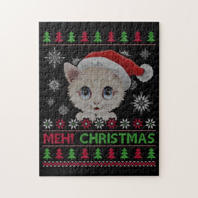 Meh Cat Christmas TShirt Jigsaw Puzzle (Vertical)