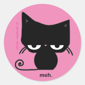 Meh Cat Sticker on Pink