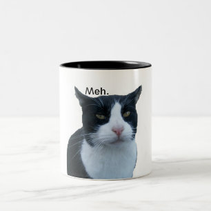 "Meh" cat Two-Tone Coffee Mug