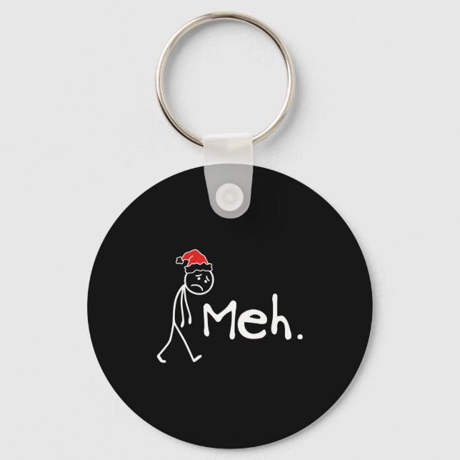 Meh. Funny Christmas Introvert  Keychain (Front)