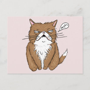 Meh Funny Grumpy Cat Drawing Postcard