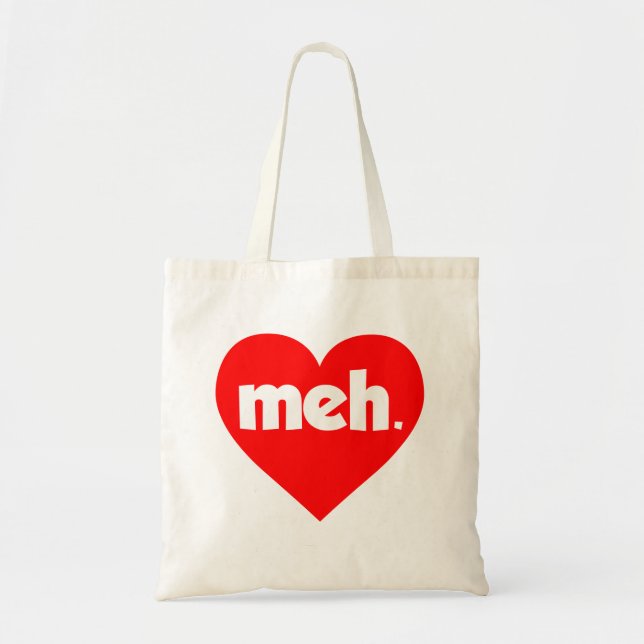 Meh Heart Anti-Valentine's Day Tote Bag (Front)