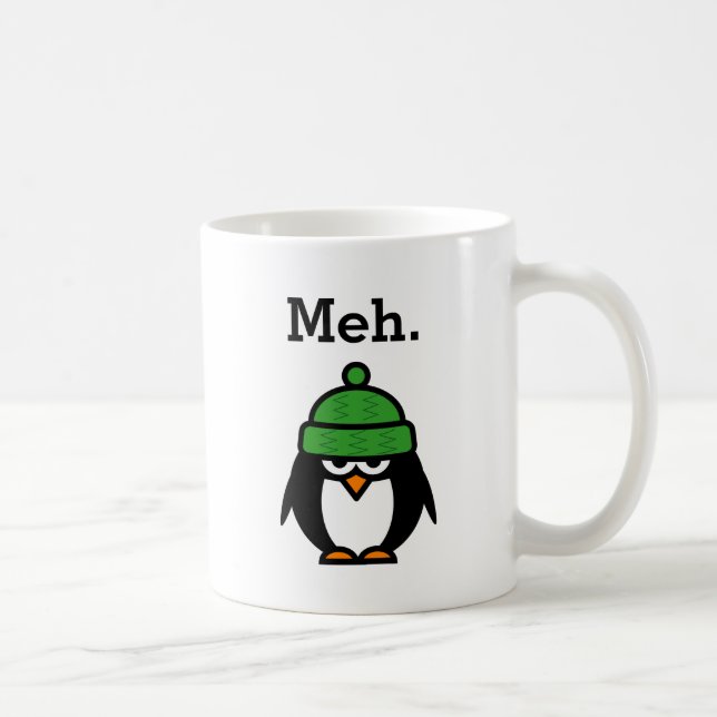 Meh meme Funny apathy quote penguin coffee mug (Right)