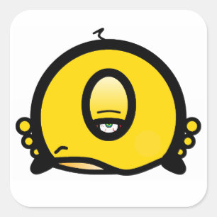 Meh One-Eyed Weird Creature Cartoon Character Square Sticker