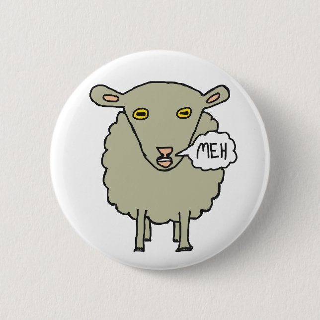 Meh Sheep 2 Inch Round Button (Front)