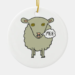 Meh Sheep Ceramic Ornament